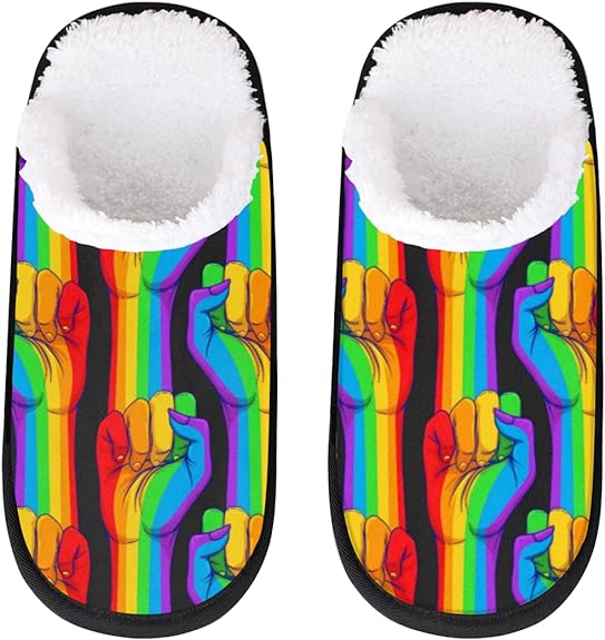 TropicalLife LGBT Pride Regenbogen weiches Fleece Hausschuhe