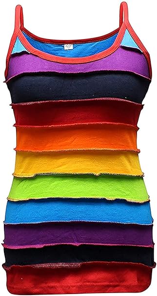 Damen Hippie-Top mit Regenbogenstreifen